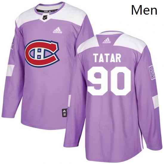 Mens Adidas Montreal Canadiens 90 Tomas Tatar Authentic Purple Fights Cancer Practice NHL Jersey